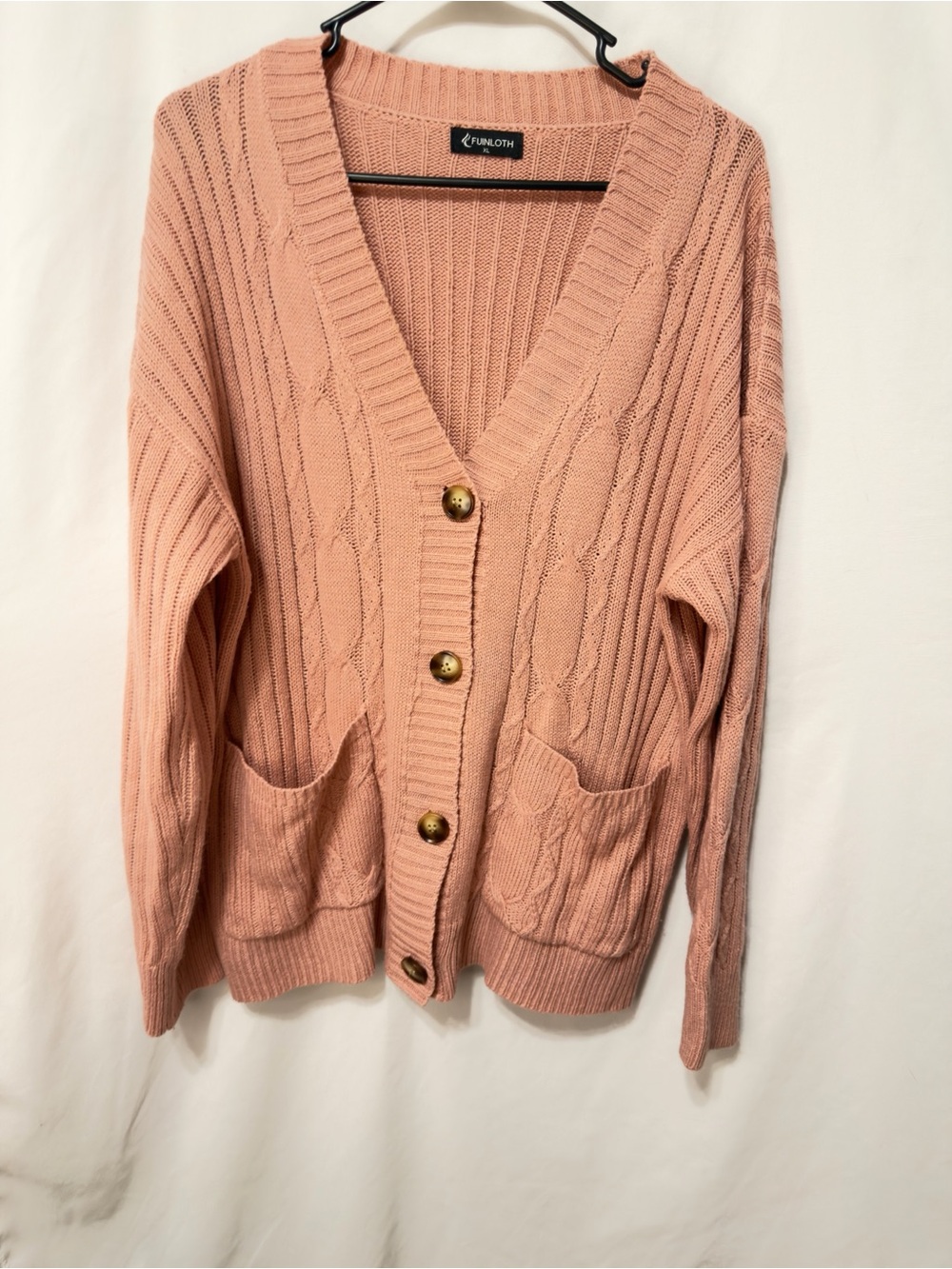 Fuinloth | Pink Cardigan with Pockets | Size XL